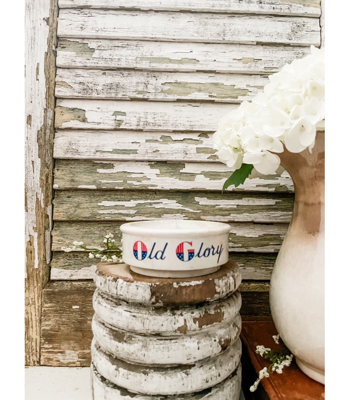 Antique/Vintage Ironstone Riser w/ Old Glory transfer - Summer LTD  